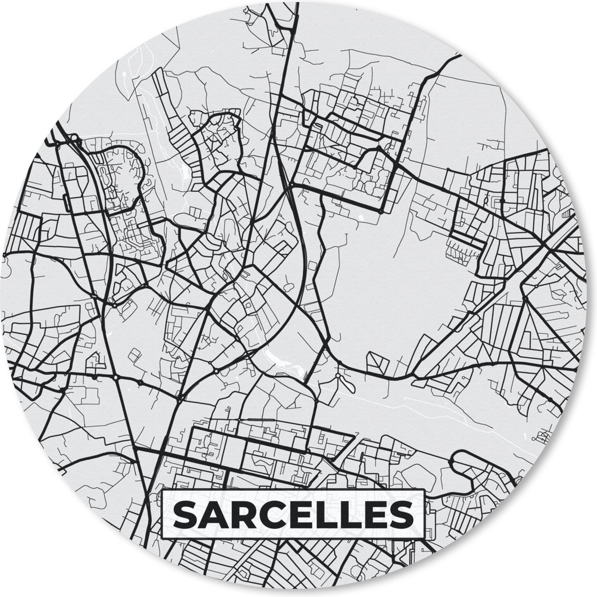 Muismat rond 50x50 cm - Mousepad Kaart - Stadskaart - Frankrijk - Sarcelles - Plattegrond - Ronde muismatten - Stadskaart