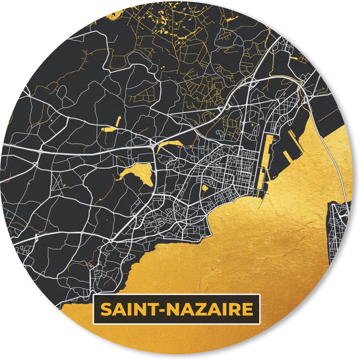 Muismat - Mousepad - Rond - Frankrijk – Plattegrond – Kaart – Saint-Nazaire – Stadskaart - 40x40 cm - Ronde muismat