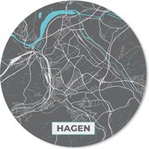 Muismat - Mousepad - Rond - Duitsland – Blauw – Hagen – Stadskaart – Kaart – Plattegrond - 40x40 cm - Ronde muismat
