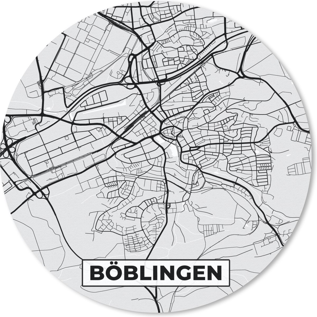 Muismat rond 20x20 cm - Mousepad Stadskaart - Böblingen - Kaart - Duitsland - Plattegrond - Ronde muismatten - Stadskaart