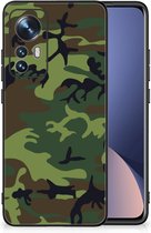 Smartphonehoesje Xiaomi 12 | 12X GSM Hoesje met Zwarte rand Camouflage