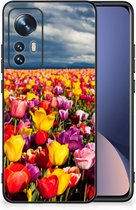 Telefoon Hoesje Xiaomi 12 | 12X Hoesje met Zwarte rand Tulpen