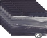 Placemat - Verf - Abstract - Zwart - 45x30 cm - 6 stuks - Hittebestendig - Anti-Slip - Onderlegger - Afneembaar