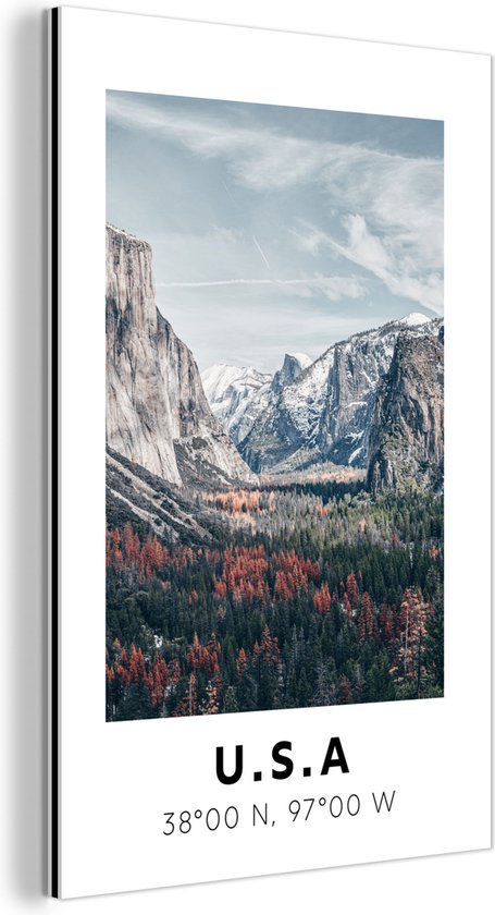 Décoration murale Métal - Peinture Aluminium Industriel - Yosemite - Amérique - Wyoming - 60x90 cm - Dibond - Photo sur aluminium - Décoration murale industrielle - Pour le salon / chambre