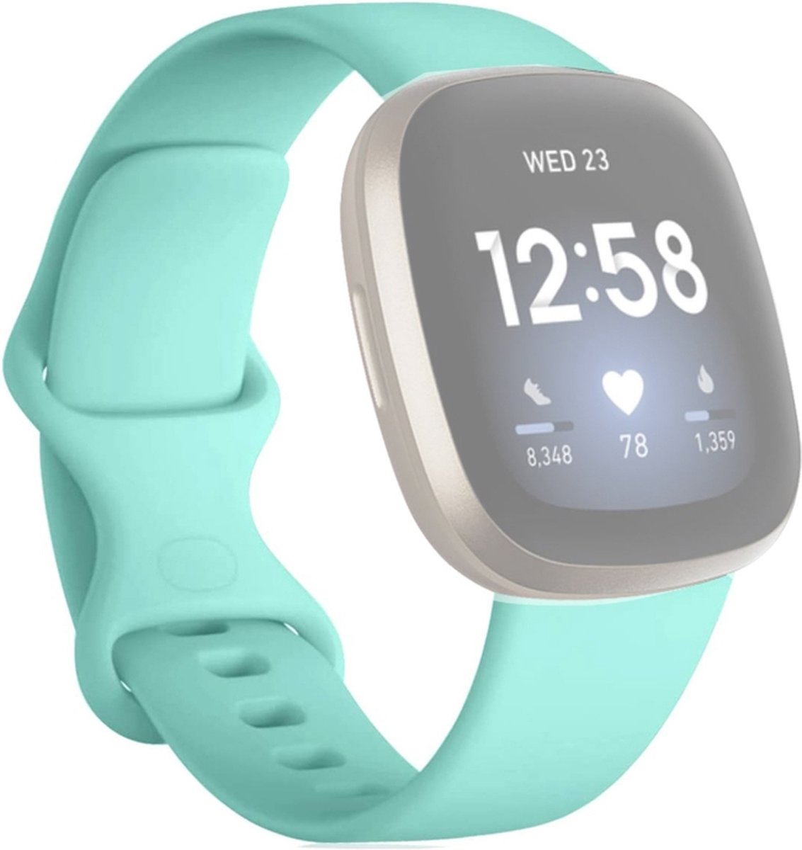 Siliconen bandje - mintgroen, geschikt voor Fitbit Versa 3 & Fitbit Sense - maat S/M