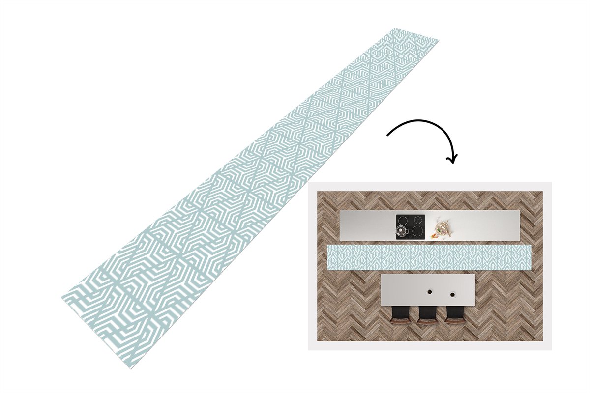 Keukenloper - Keukenmat - Design - Geometrie - Patroon - Driehoek - 400x50 cm - Keuken vlo