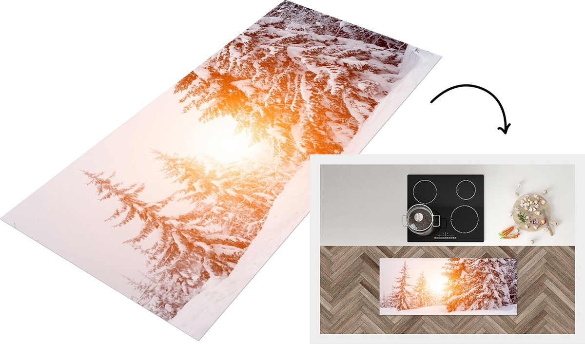 Keukenloper - Loper keuken - Zon - Bomen - Sneeuw - 120x50 cm - Keukenloper vinyl