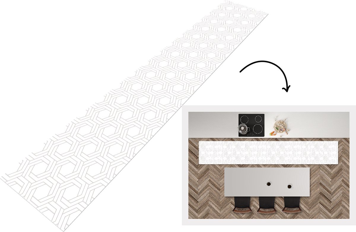 KitchenYeah Keukenloper - Loper keuken - Design - Geometrie - Patronen - Abstract - 300x50 cm - Keukenloper vinyl Multicolor