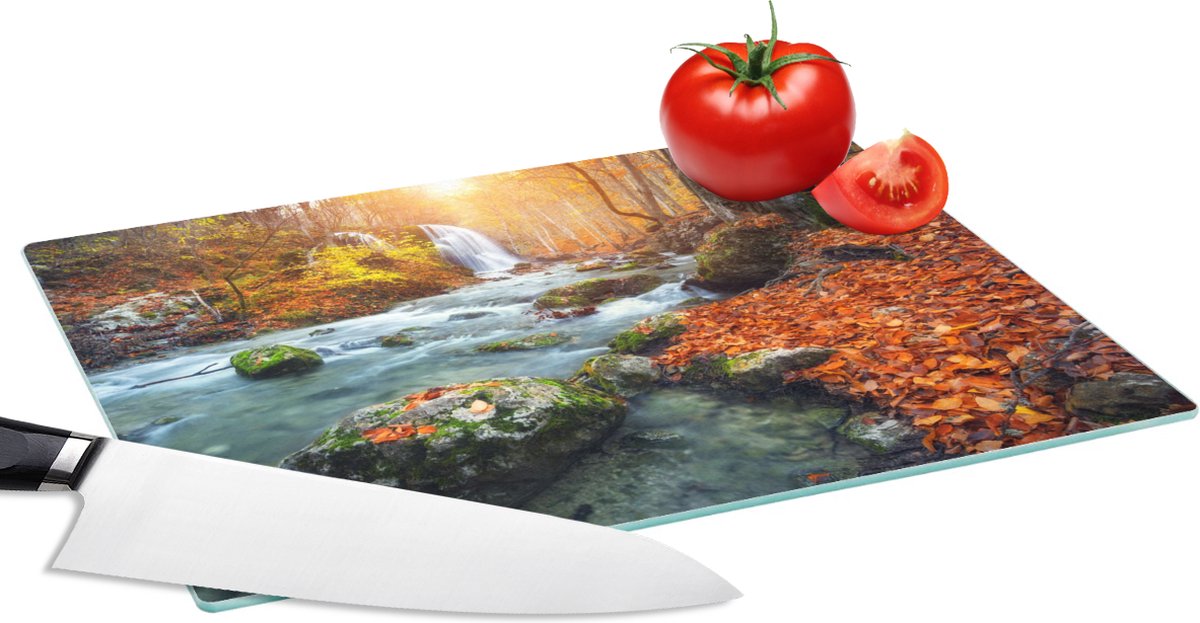 Glazen Snijplank - 28x20 - Natuur - Zon - Herfst - Snijplanken Glas