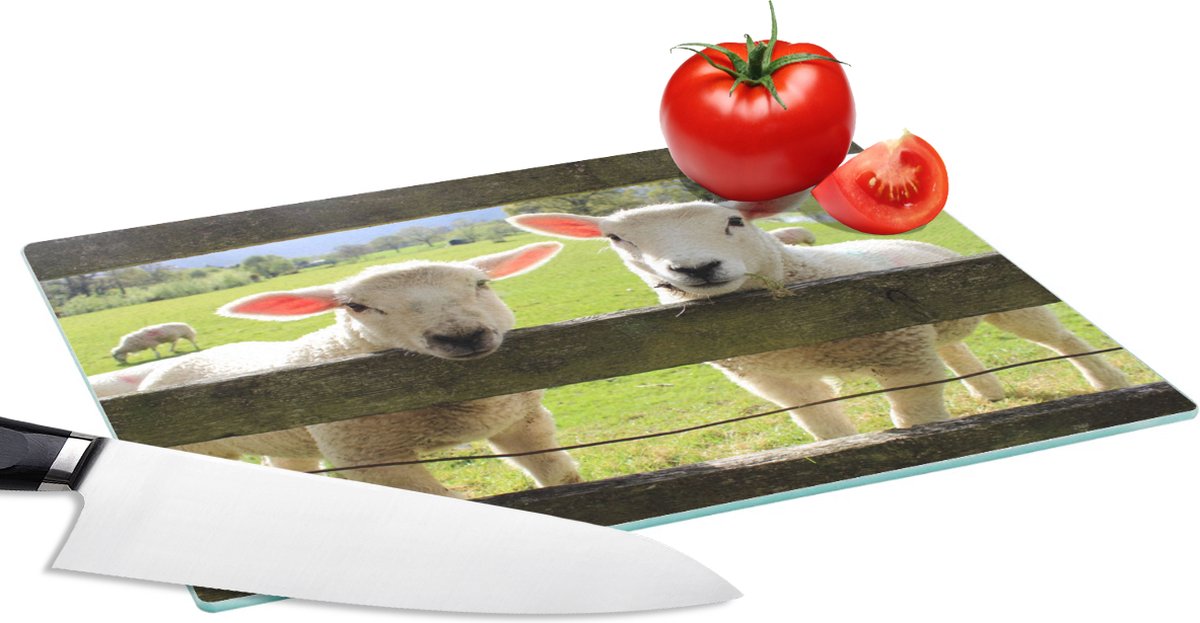 Glazen Snijplank - 28x20 - Schapen - Dieren - Boerderij - Snijplanken Glas