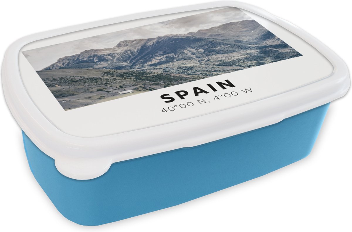 Broodtrommel Blauw - Lunchbox - Brooddoos - Spanje - Groen - Europa - 18x12x6 cm - Kinderen - Jongen