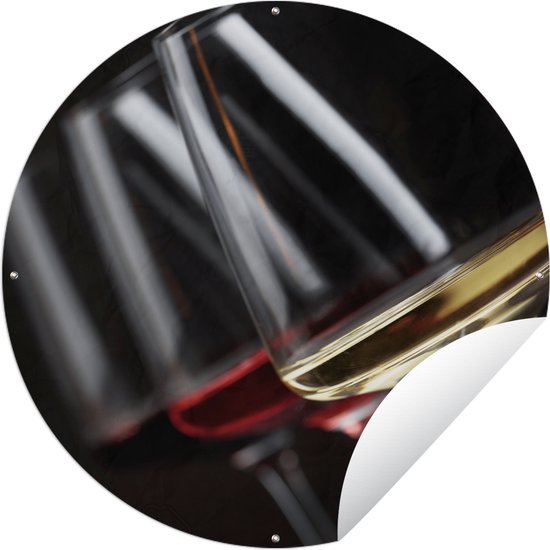 Tuincirkel Wijnglas - Wijn - Alcohol - 60x60 cm - Ronde Tuinposter - Buiten
