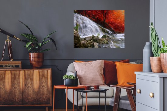 Stickers muraux - Film autocollant - Cascade - Rochers - Water - Automne - 80x60 cm - Film adhésif - Stickers muraux Chambre d'enfant - Papier peint autocollant