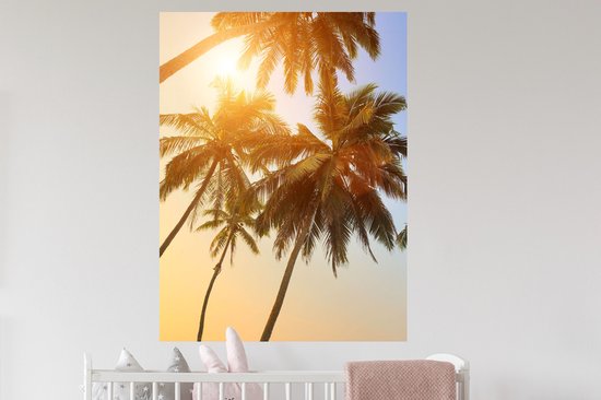 Stickers muraux - Palmier - Soleil - Été - Tropical - 90x120 cm - Film adhésif