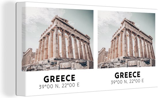 Canvas Schilderij Parthenon - Griekenland - Athene - 80x40 cm - Wanddecoratie