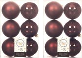 18x stuks kunststof kerstballen mahonie bruin 8 cm - Mat/glans - Onbreekbare plastic kerstballen