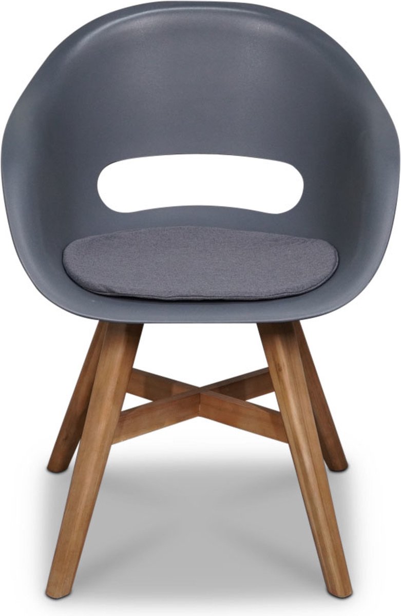 Denza Furniture Cork/Karlstad antraciet dining tuinset 5-delig | hardhout + staal | 135cm ronde tuintafel | 4 personen