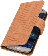 Snake Bookstyle Wallet Case Hoesje - Geschikt voor Samsung Galaxy Core i8260 Licht Roze