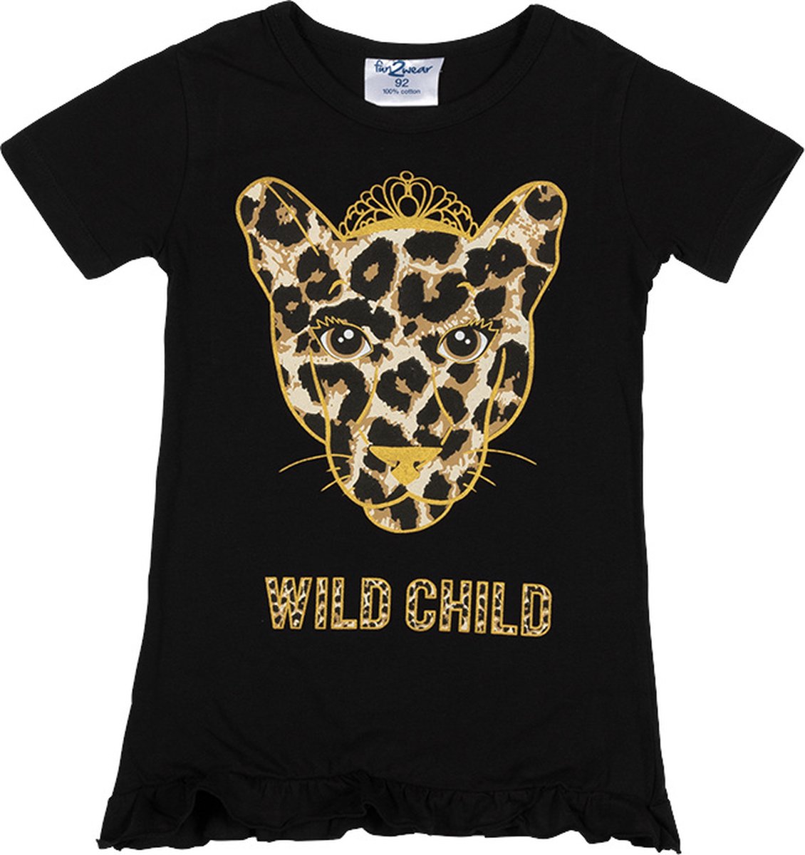 Fun2Wear - Wild Child Bigshirt | Zwart - Katoen - Maat 92