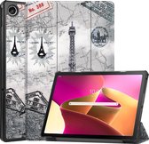 Hoes Geschikt voor Lenovo Tab M10 Plus 3rd Gen Hoes Luxe Hoesje Book Case - Hoesje Geschikt voor Lenovo Tab M10 Plus (3e Gen) Hoes Cover - Eiffeltoren