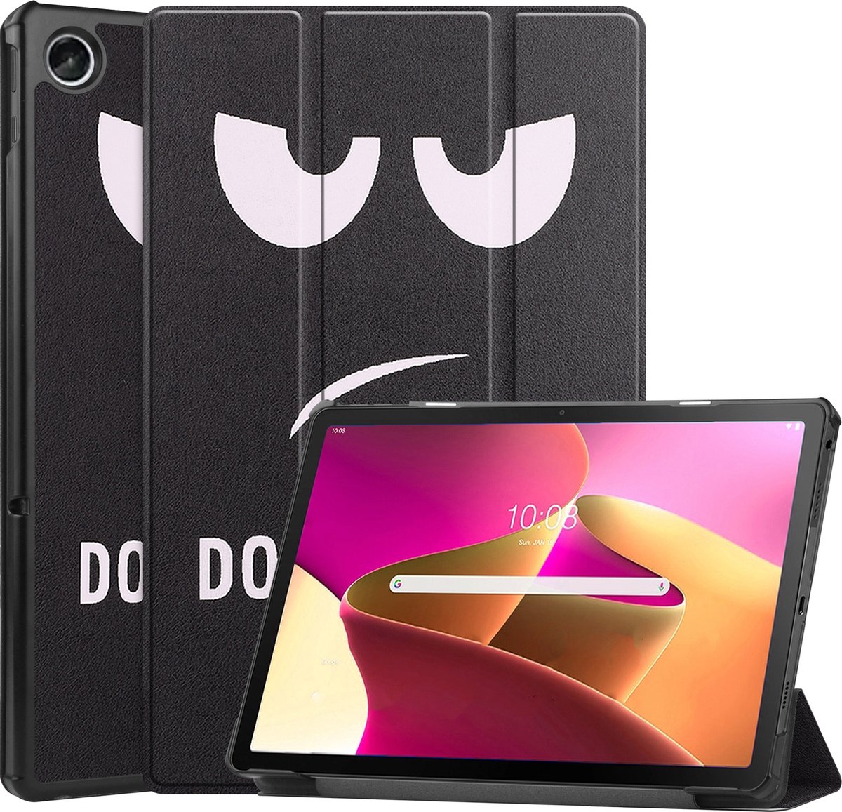 Hoes - Geschikt voor Lenovo Tab M10 Plus (3e / 3rd Generatie) - Dun & Stevig - Trifold Bookcase - Hard Cover - Hardcover Book Case - Tablet Hoesje - Don't Touch Me