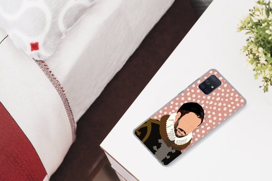 Telefoonhoesje Geschikt voor Samsung Galaxy A71 hoesje - Pastel - Willem van Oranje - Stippen - Oude meesters - Siliconen Telefoonhoesje Telefoonhoesje