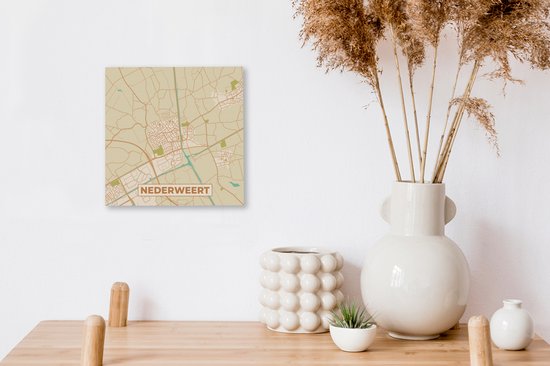 Peinture sur toile Carte - Carte - Nederweert - Plan de la ville - 20x20 cm - Décoration murale