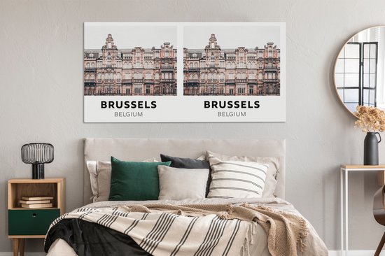 Tableau sur toile Bruxelles - België - Maisons - 160x80 cm - Décoration murale