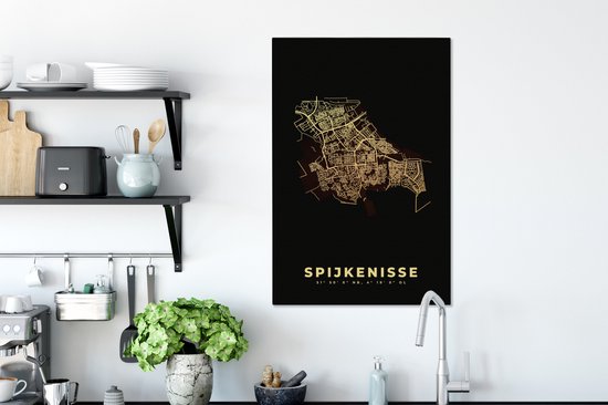 Peinture sur toile Carte - Carte - Plan de la ville - Spijkenisse - 60x90 cm - Décoration murale