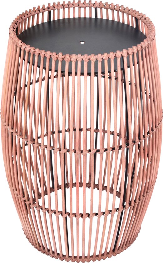 Teamson Home - Mobilier de jardin - Klein table d'appoint ronde - Support pour plantes - Bamboe/Métal - Marron