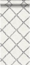 krijtverf texture vliesbehang oosters berber tapijt zwart en mat wit - 148666 ESTAhome