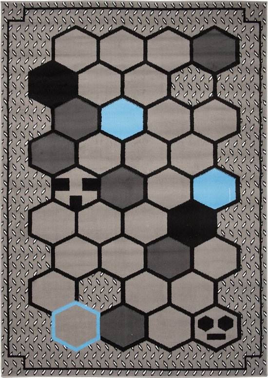 Tapiso Tapiso Atena Grijs Blauw Tapis de chambre d'enfant Taille - 80x150