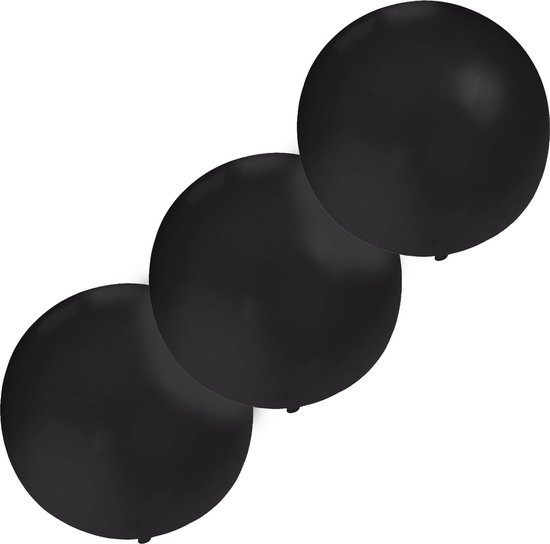 Set van 3x stuks groot formaat zwarte ballon met diameter 60 cm - Feestartikelen/versiering