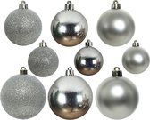 30x stuks kunststof kerstballen 4, 5 en 6 cm zilver mat/glans/glitter - Onbreekbare plastic kerstballen