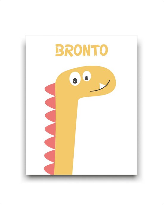 Schilderij  Getekende dinosaurus brontosaurus / bronto / Dinosaurus / Baby - Kinderkamer  / 40x30cm
