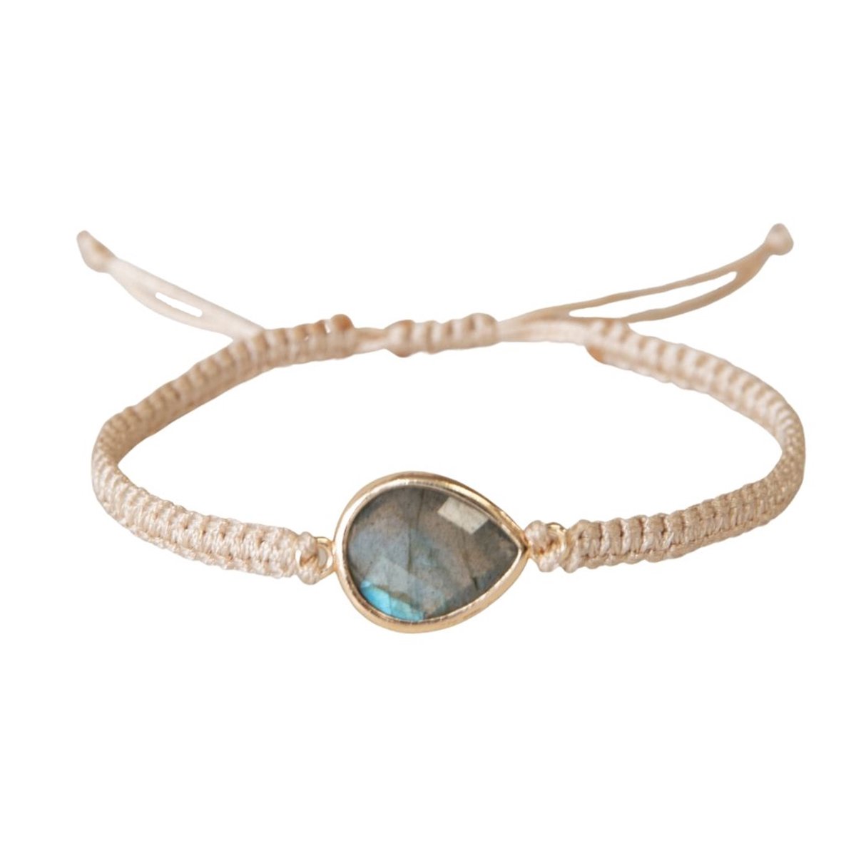 Marama - armband Labradoriet Drop - verstelbaar - vegan - edelsteen