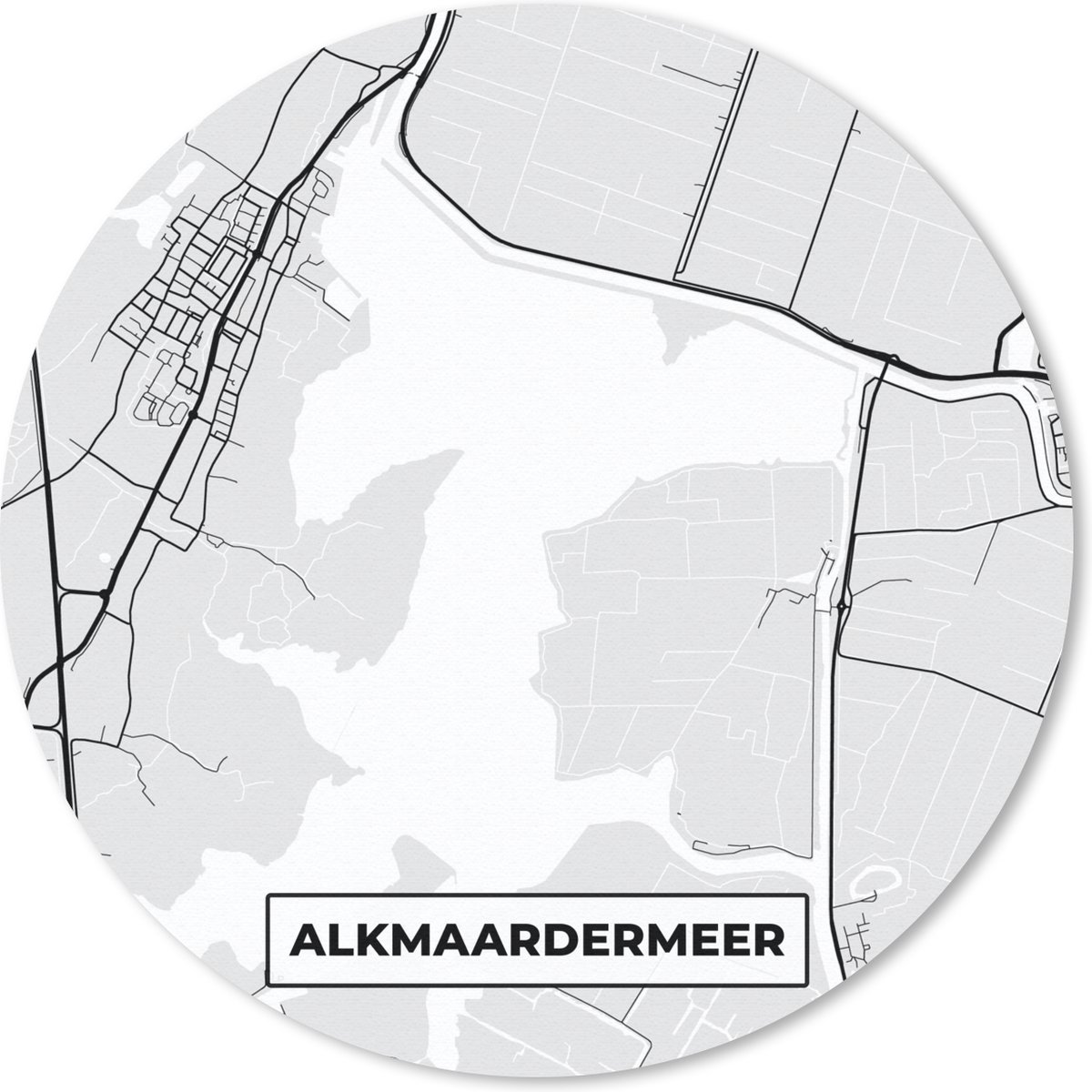 Muismat rond 50x50 cm - Mousepad Stadskaart - Kaart - Plattegrond - Alkmaardermeer - Nederland - Ronde muismatten - Stadskaart