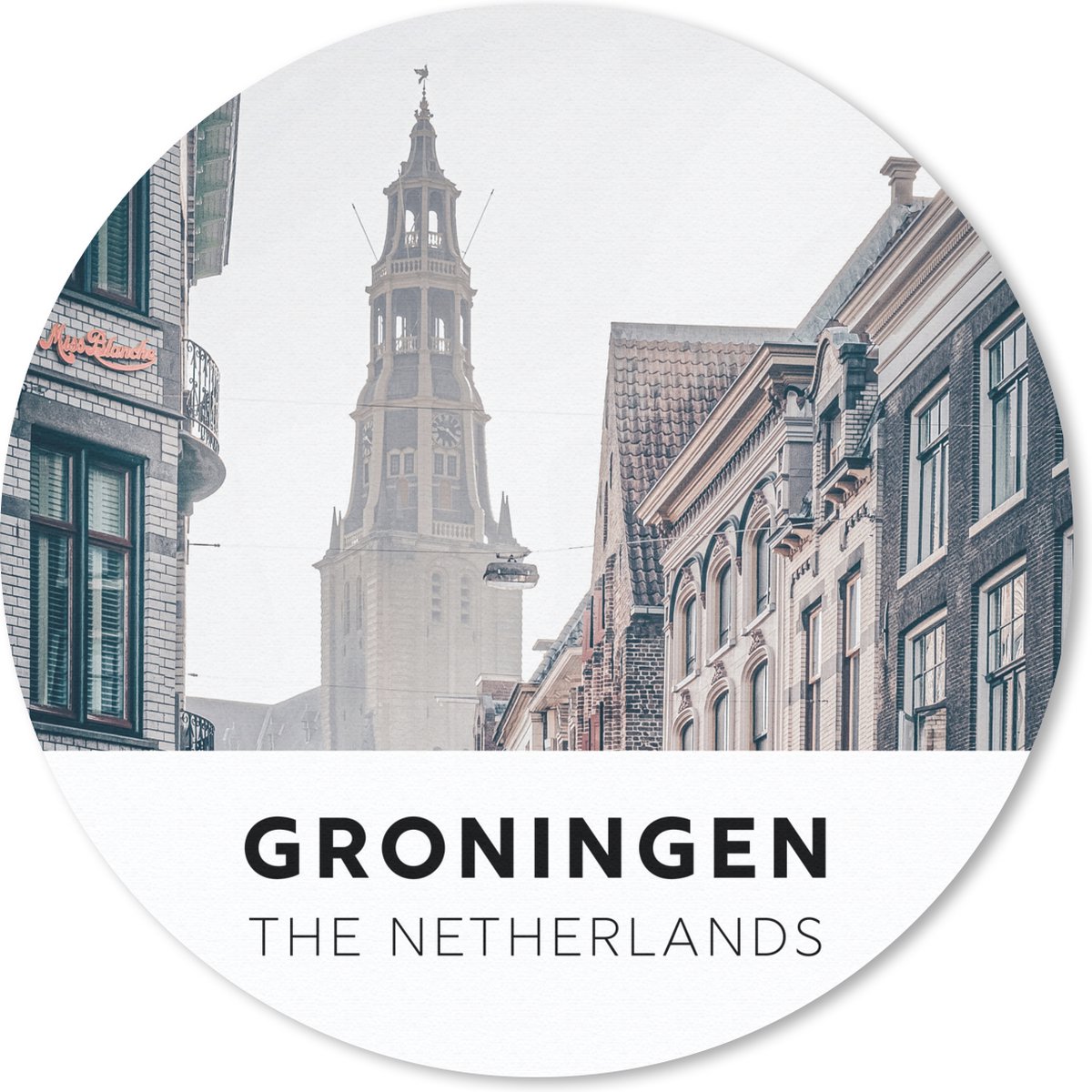Muismat rond 40x40 cm - Mousepad Nederland - Groningen - Toren - Ronde muismatten