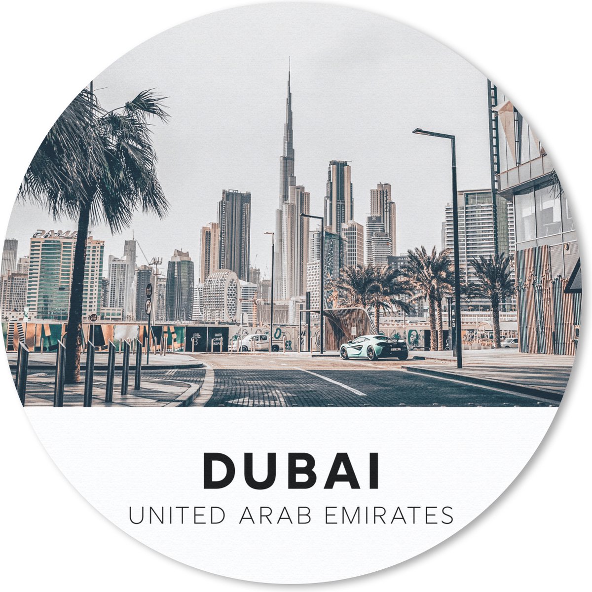 Muismat rond 30x30 cm - Mousepad Dubai - Weg - Skyline - Ronde muismatten