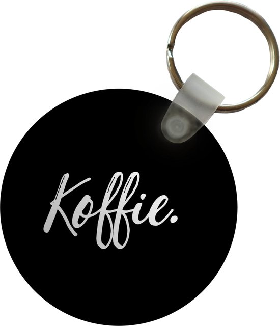 Sleutelhanger - Koffie - Spreuken - Caffeine - Quotes - Plastic - Rond - Uitdeelcadeautjes