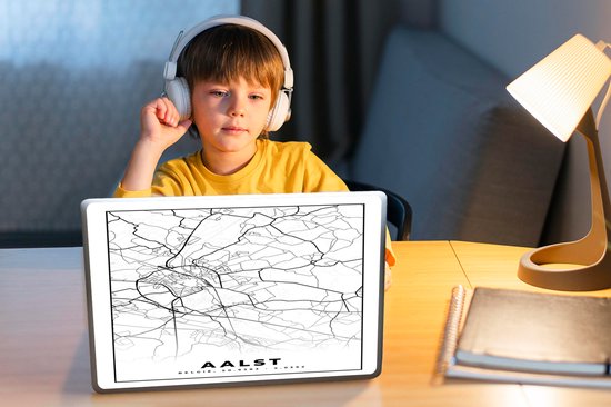 Laptop sticker - 10.1 inch - Stadskaart – Plattegrond – België – Zwart Wit – Aalst – Kaart - 25x18cm - Laptopstickers - Laptop skin - Cover - Stadskaart