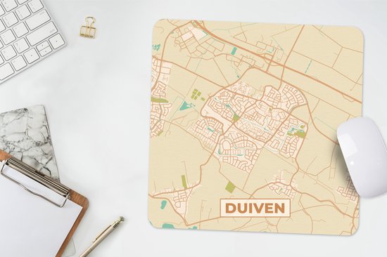 Muismat 30x30 cm - Mousepad Duiven - Plattegrond - Kaart - Stadskaart - Muismatten - Stadskaart