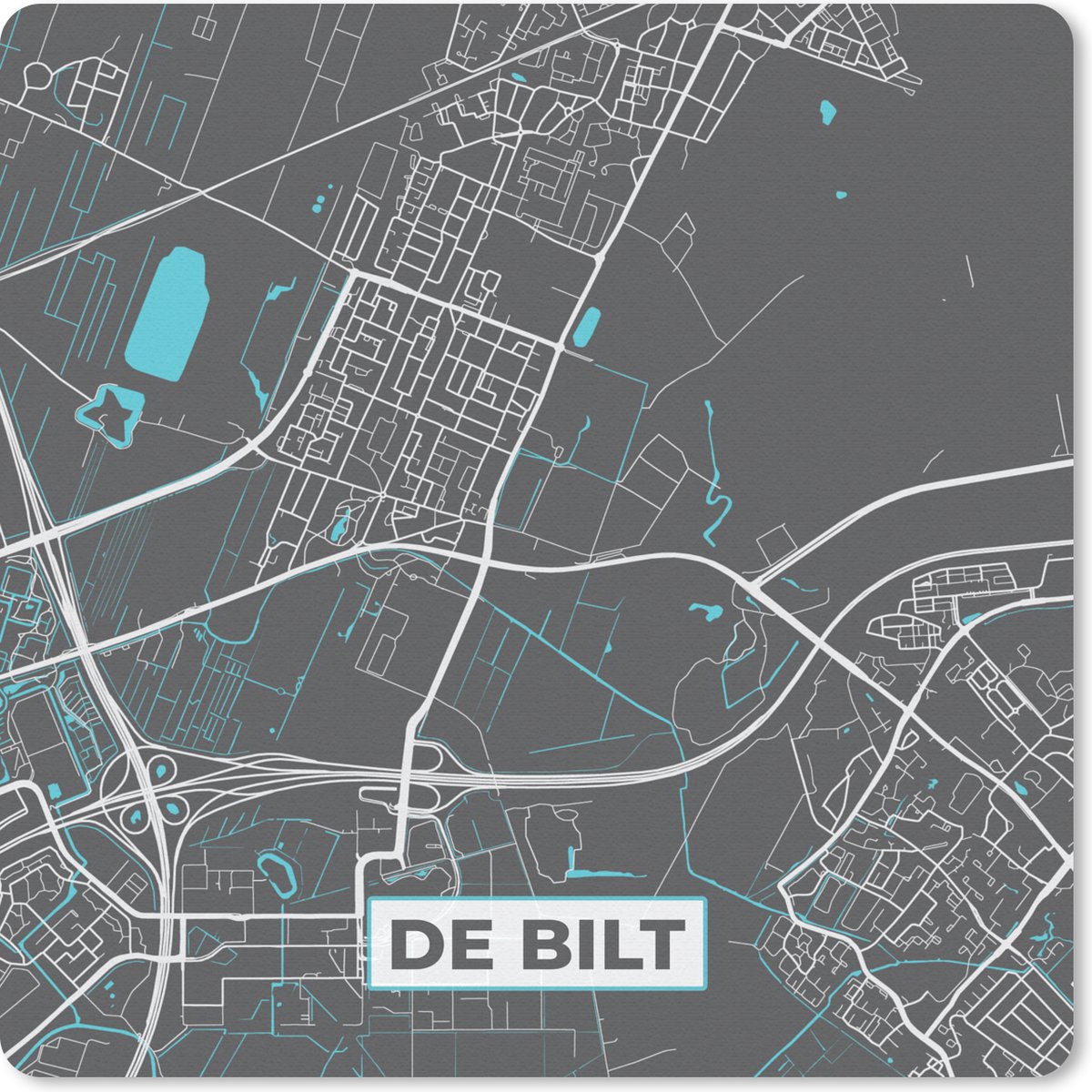 Muismat 30x30 cm - Mousepad De Bilt - Kaart - Plattegrond - Stadskaart - Muismatten - Stadskaart
