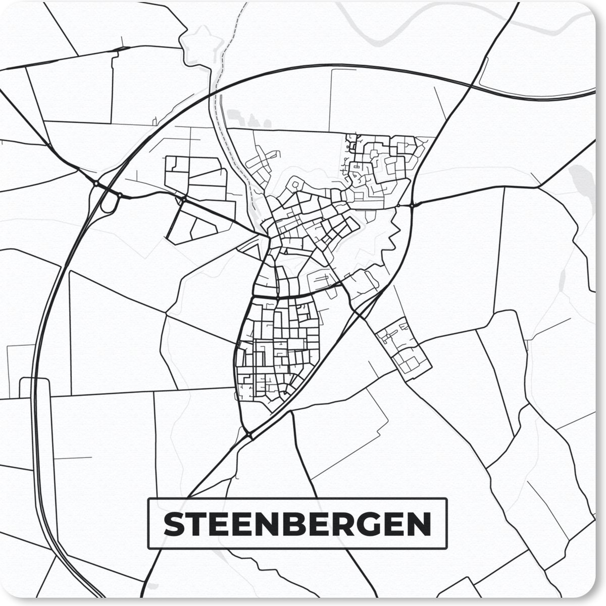 Muismat 30x30 cm - Mousepad Kaart - Steenbergen - Stadskaart - Plattegrond - Muismatten - Stadskaart