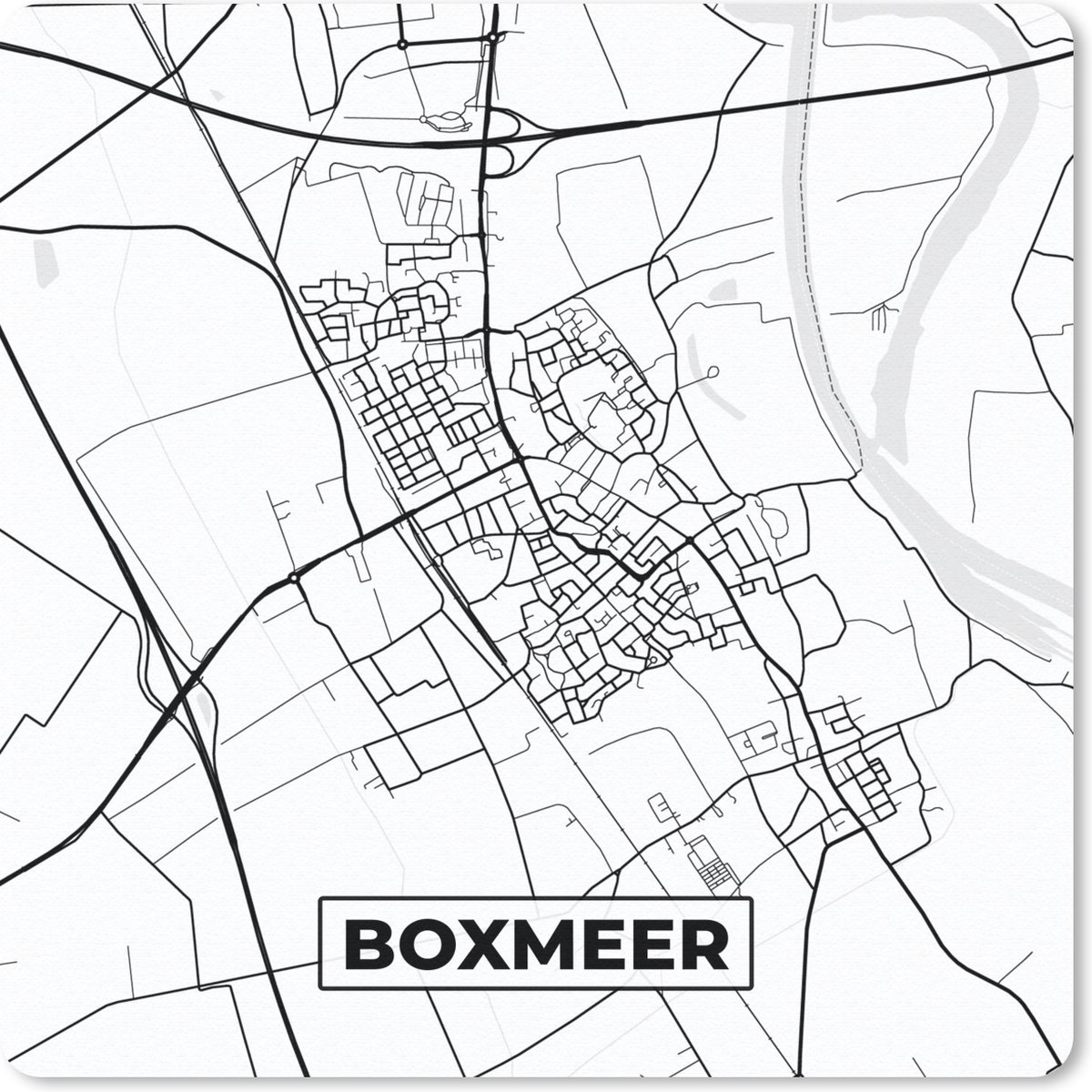 Muismat 30x30 cm - Mousepad Plattegrond - Boxmeer - Kaart - Stadskaart - Muismatten - Stadskaart