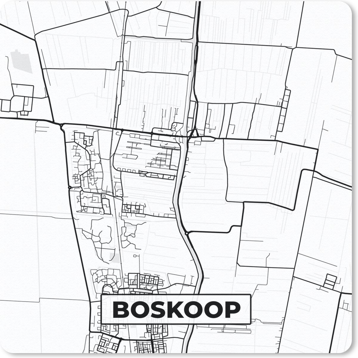 Muismat 30x30 cm - Mousepad Plattegrond - Boskoop - Kaart - Stadskaart - Muismatten - Stadskaart