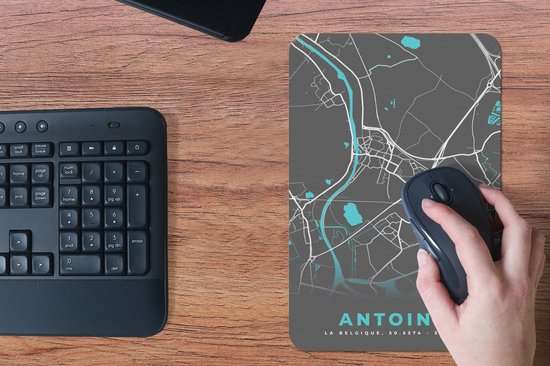 Muismat 18x27 cm - Mousepad België – Antoing – Stadskaart – Kaart – Blauw – Plattegrond - Muismatten - Stadskaart