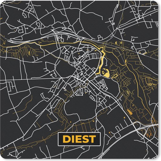 Muismat - Diest - Kaart - Plattegrond - Goud - Stadskaart - 20x20 cm ...