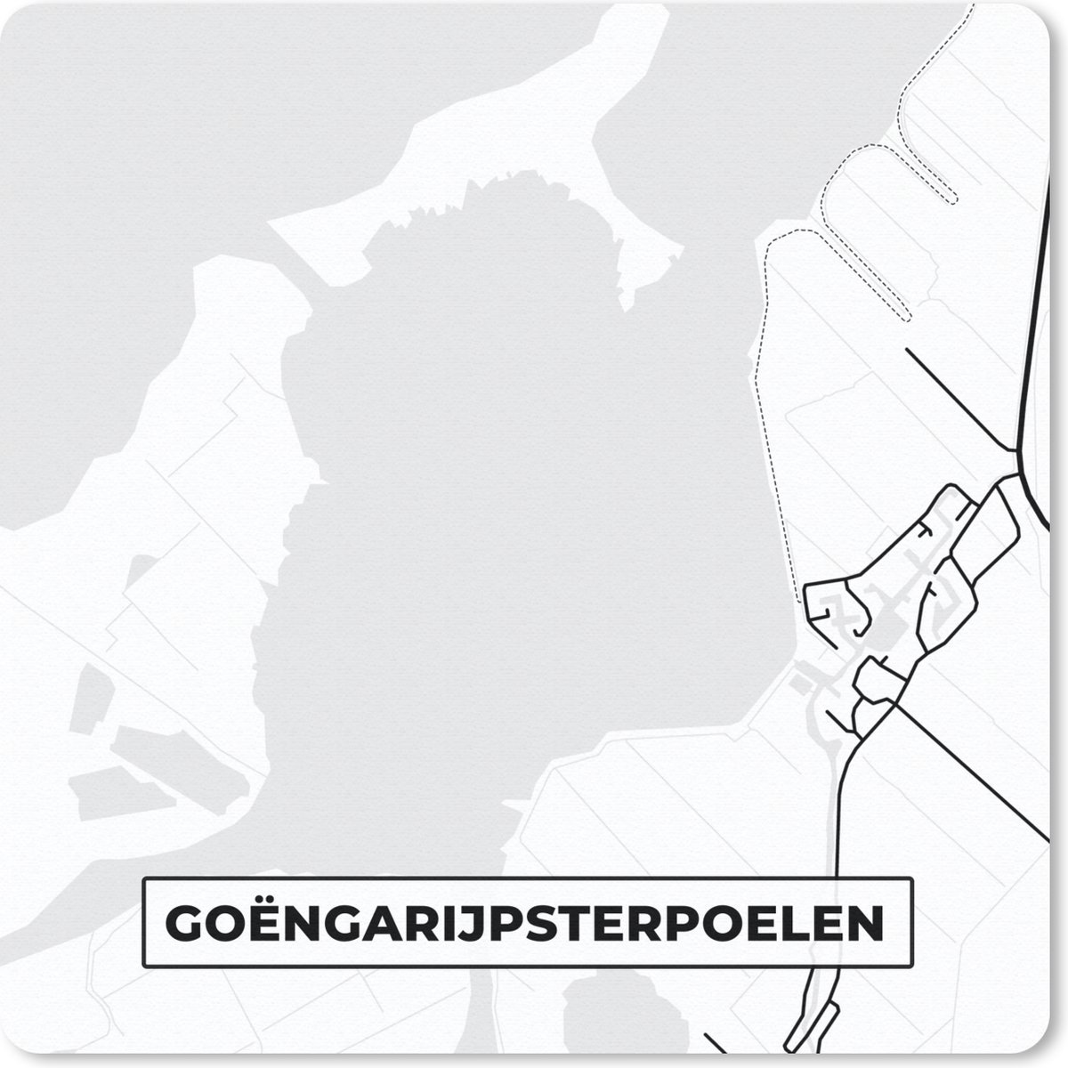 Muismat 30x30 cm - Mousepad Friesland - Kaart - Stadskaart - Goëngarijpsterpoelen - Plattegrond - Muismatten - Stadskaart
