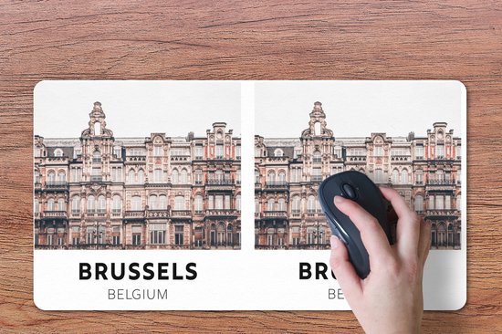 Bureau onderlegger 60x30 cm - Muismat Brussel - België - Huizen - Bureaulegger xl - Desk mat beschermer - Computer muismatten